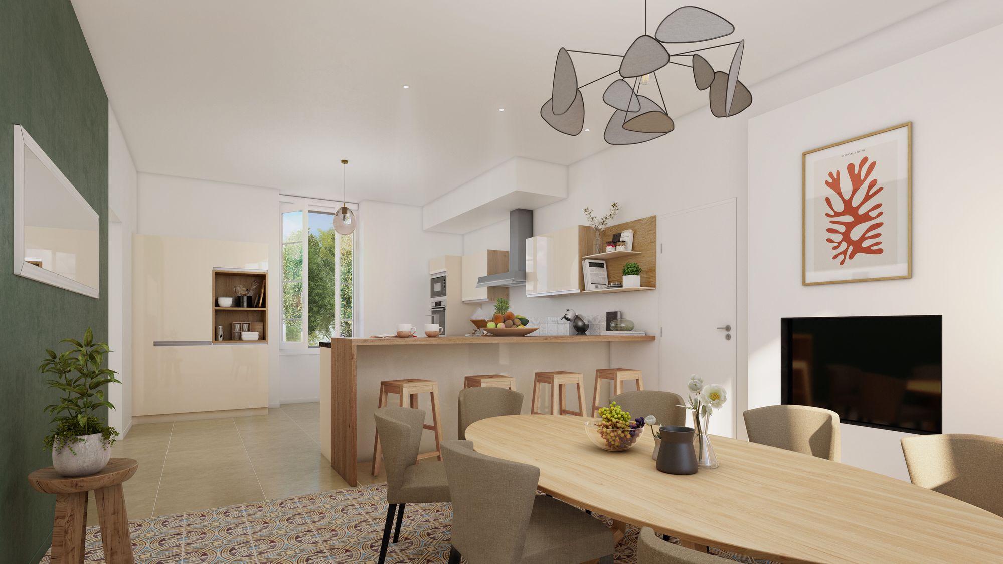 Illustration 3D de l'intérieur du nouveau coliving à Nantes Sud