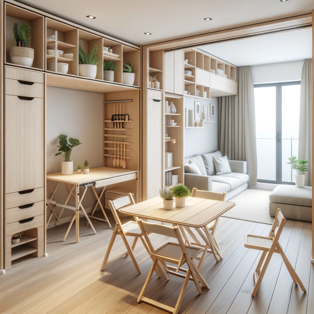 Micro appartement bien organisé - Visuel généré par IA