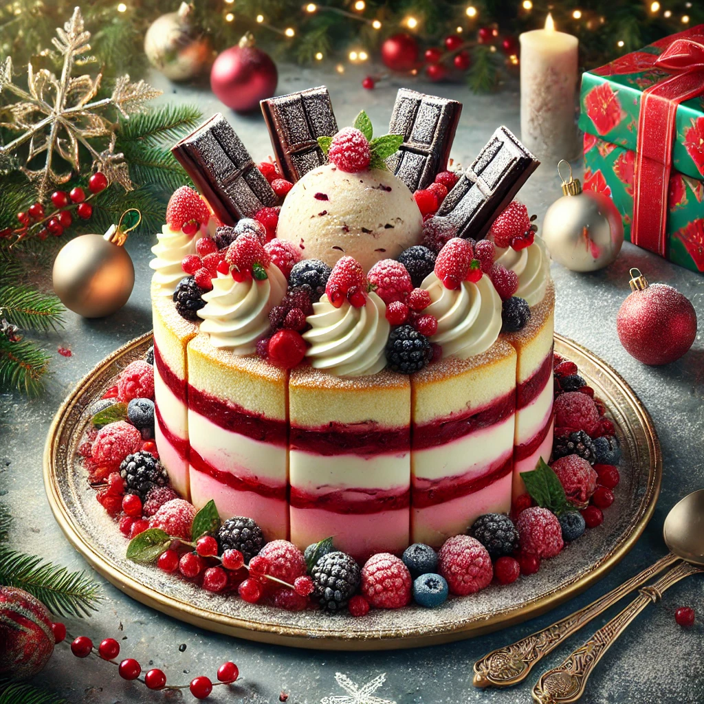 Bûche glacée maison aux fruits rouges